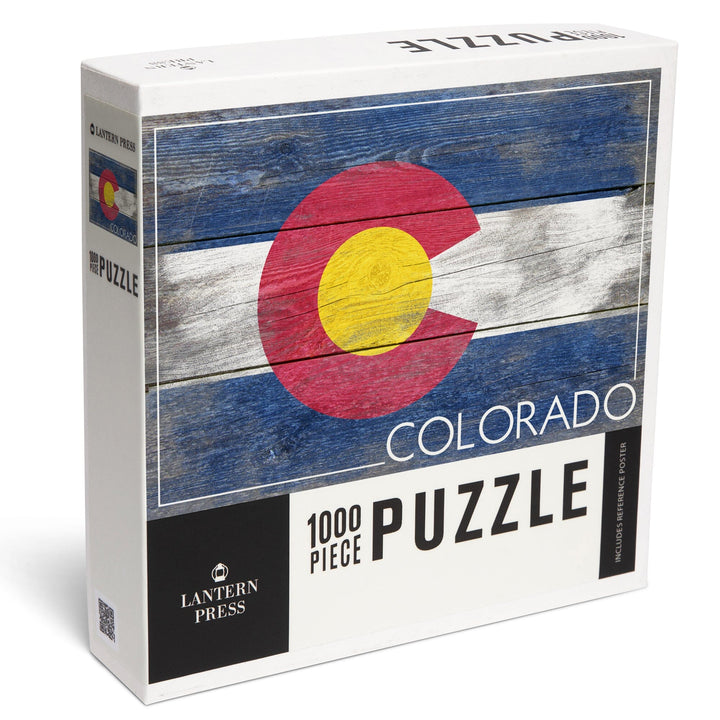 Rustic Colorado State Flag, Jigsaw Puzzle Puzzle Lantern Press 