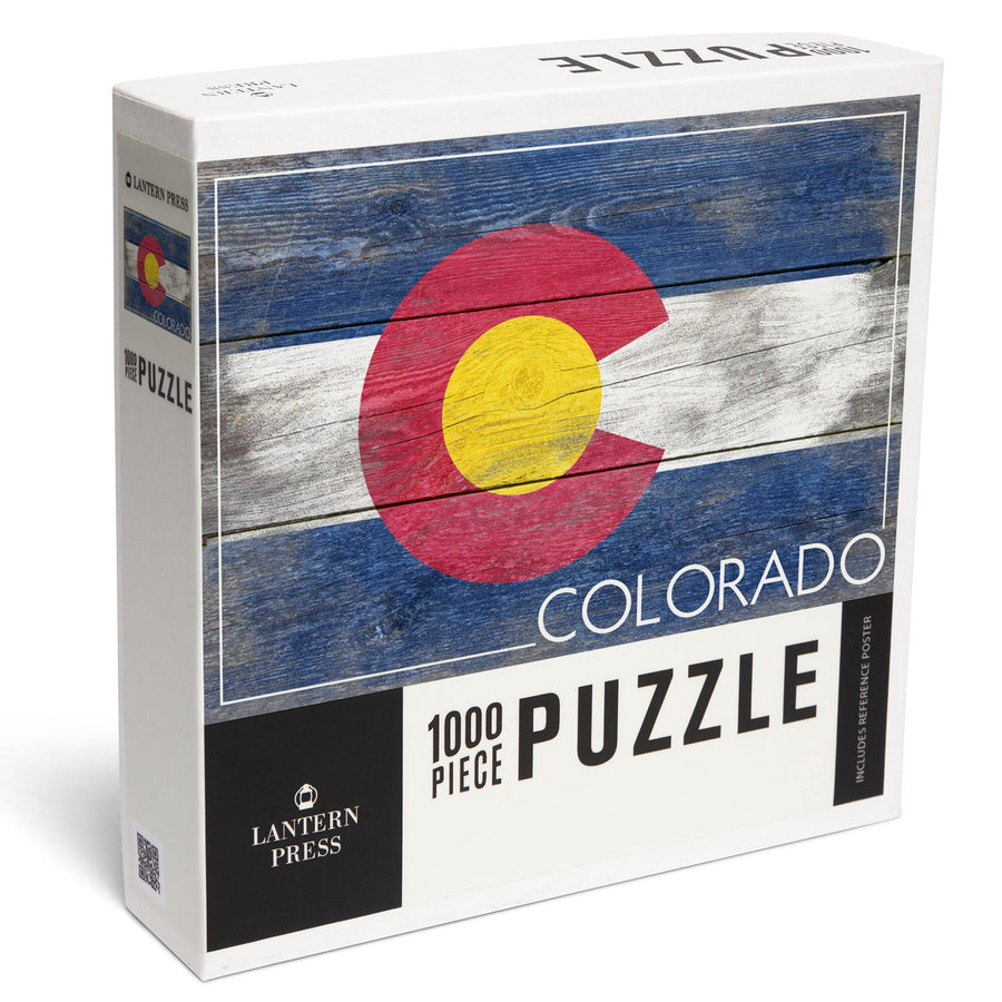 Rustic Colorado State Flag, Jigsaw Puzzle Puzzle Lantern Press 