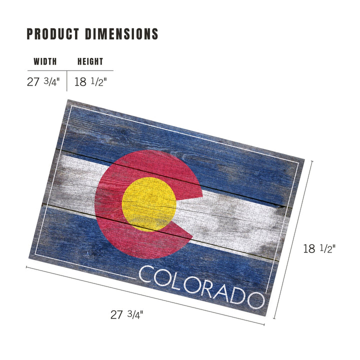 Rustic Colorado State Flag, Jigsaw Puzzle Puzzle Lantern Press 