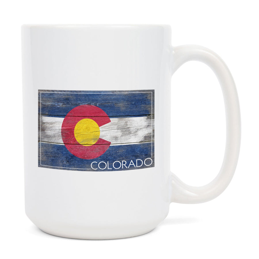 Rustic Colorado State Flag, Lantern Press Artwork, Ceramic Mug Mugs Lantern Press 