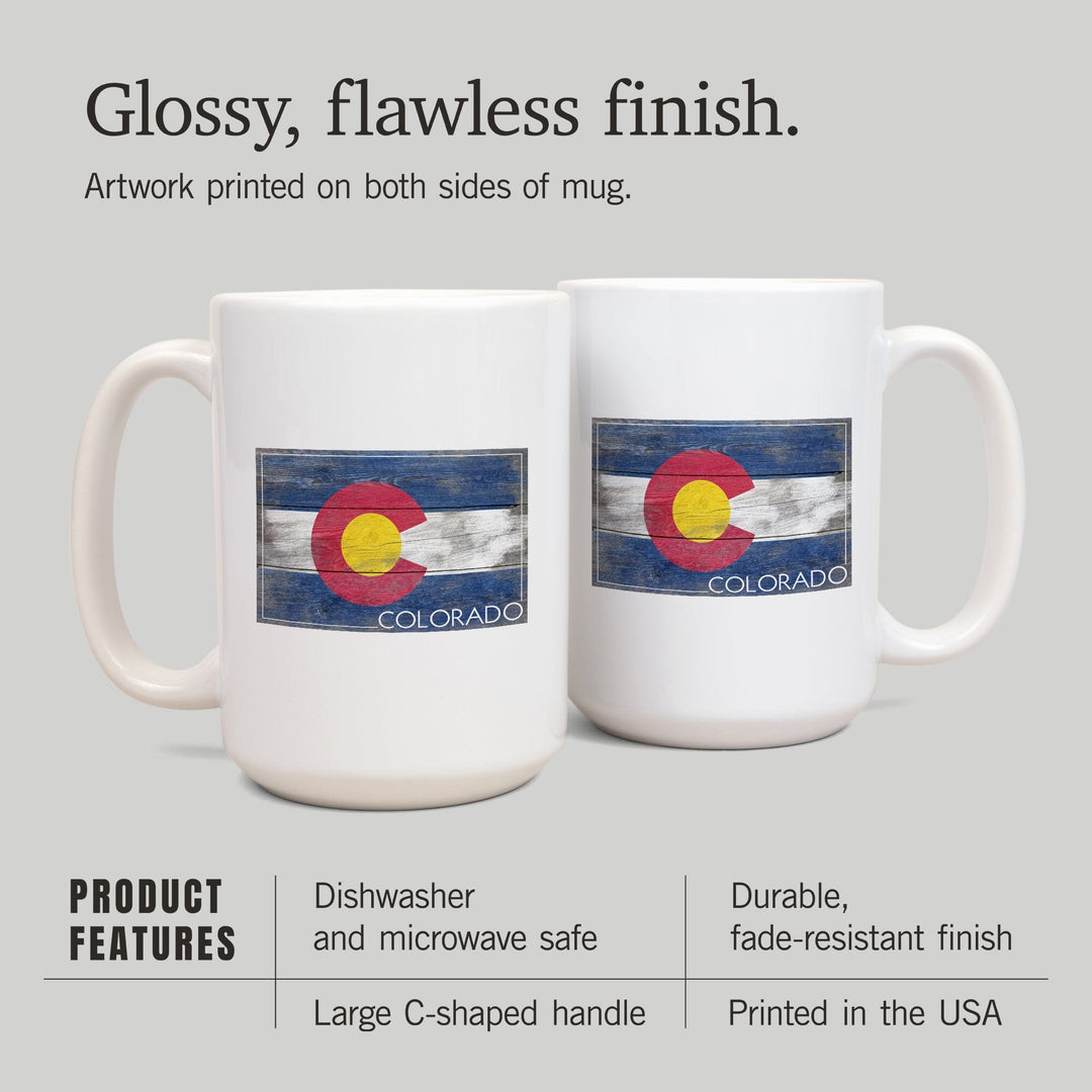 Rustic Colorado State Flag, Lantern Press Artwork, Ceramic Mug Mugs Lantern Press 