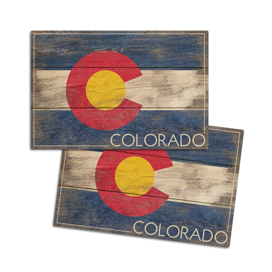 Rustic Colorado State Flag, Lantern Press Artwork, Wood Signs and Postcards Wood Lantern Press 4x6 Wood Postcard Set 