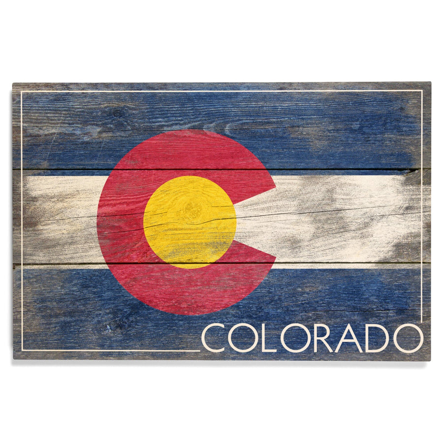 Rustic Colorado State Flag, Lantern Press Artwork, Wood Signs and Postcards Wood Lantern Press 