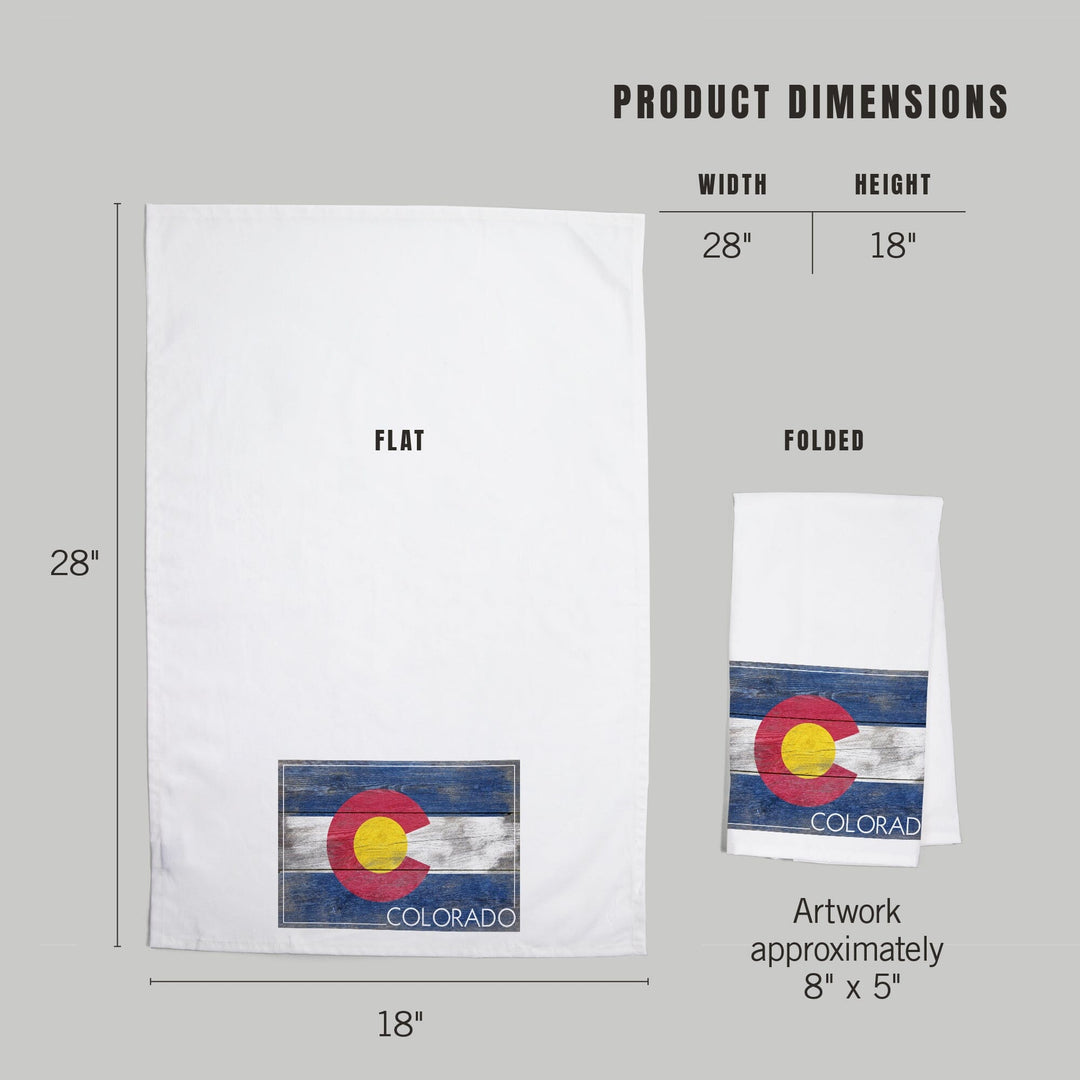 Rustic Colorado State Flag, Organic Cotton Kitchen Tea Towels Kitchen Lantern Press 
