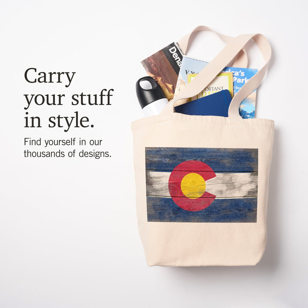Rustic Colorado State Flag, Tote Bag Totes Lantern Press 