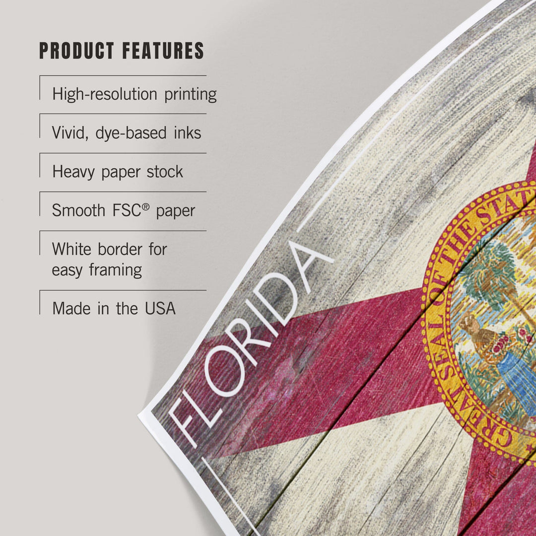 Rustic Florida State Flag, Art & Giclee Prints Art Lantern Press 