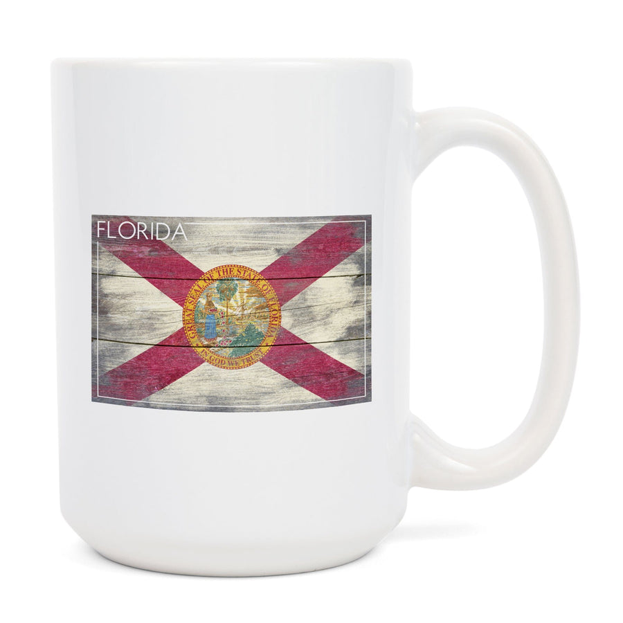 Rustic Florida State Flag, Lantern Press Artwork, Ceramic Mug Mugs Lantern Press 