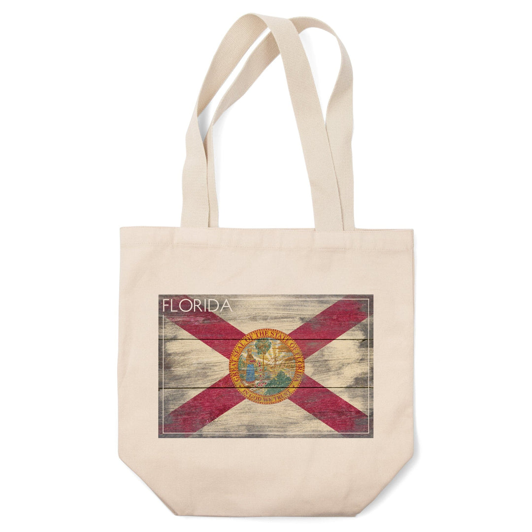 Rustic Florida State Flag, Lantern Press Artwork, Tote Bag Totes Lantern Press 