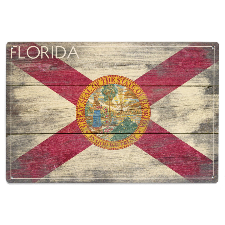 Rustic Florida State Flag, Lantern Press Artwork, Wood Signs and Postcards Wood Lantern Press 