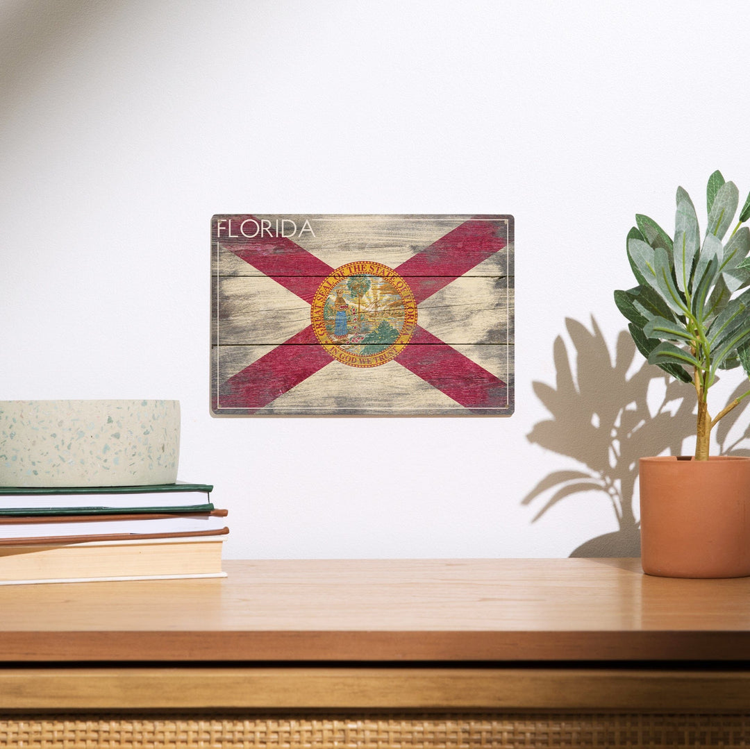Rustic Florida State Flag, Lantern Press Artwork, Wood Signs and Postcards Wood Lantern Press 