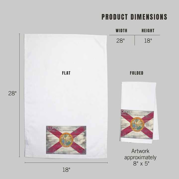 Rustic Florida State Flag, Organic Cotton Kitchen Tea Towels Kitchen Lantern Press 