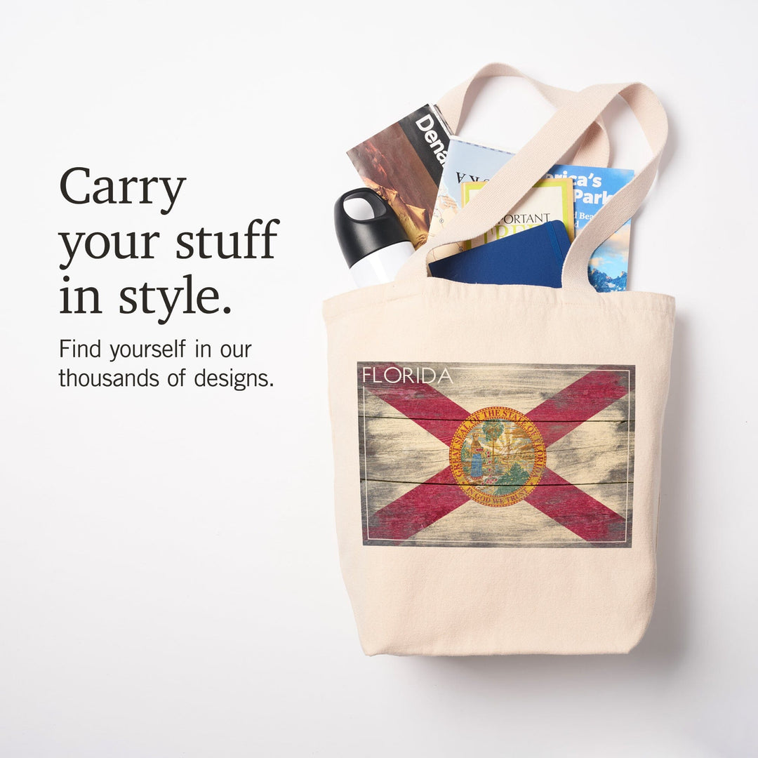 Rustic Florida State Flag, Tote Bag Totes Lantern Press 