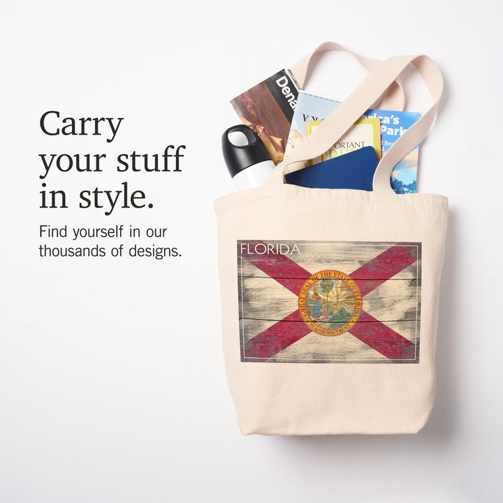 Rustic Florida State Flag, Tote Bag Totes Lantern Press 