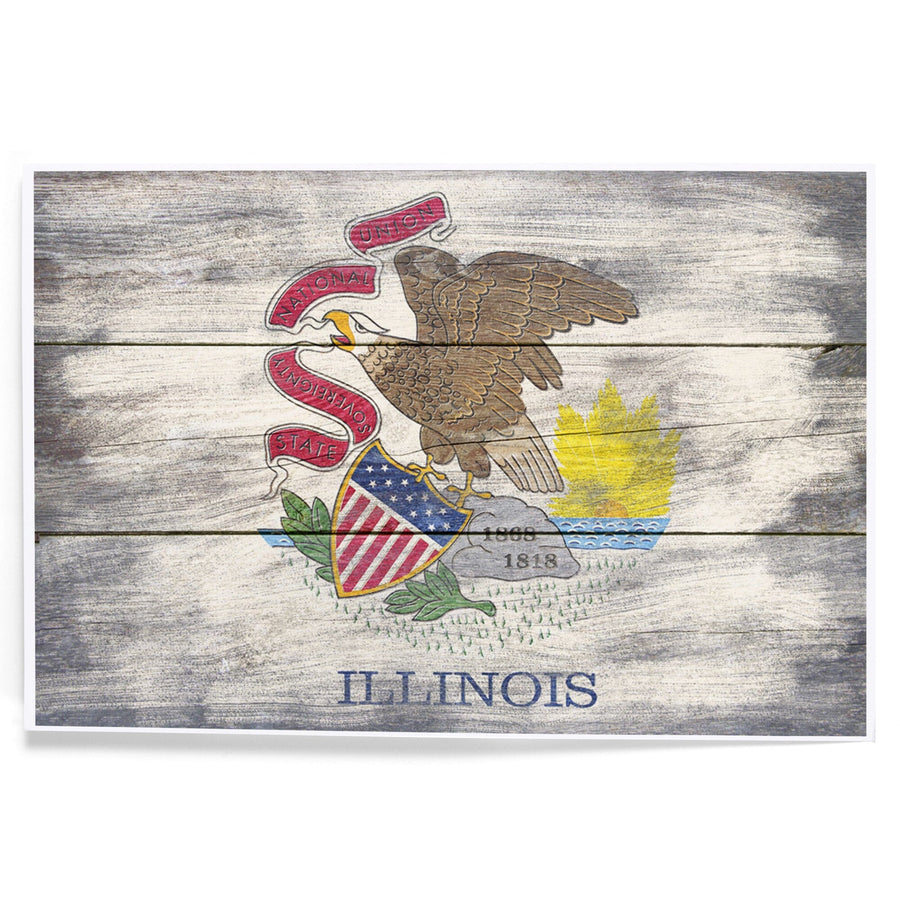 Rustic Illinois State Flag, Art & Giclee Prints Art Lantern Press 