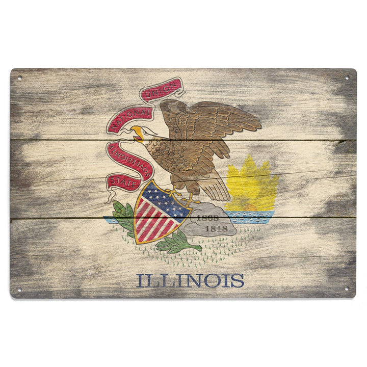 Rustic Illinois State Flag, Lantern Press Artwork, Wood Signs and Postcards Wood Lantern Press 