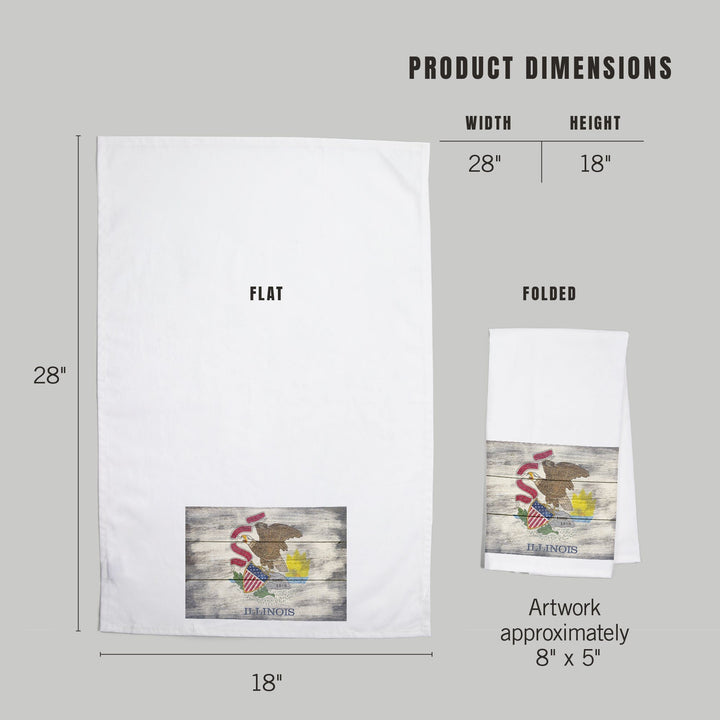 Rustic Illinois State Flag, Organic Cotton Kitchen Tea Towels Kitchen Lantern Press 