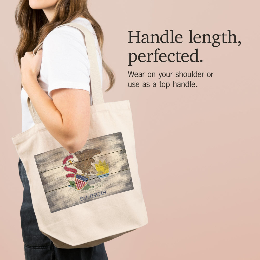 Rustic Illinois State Flag, Tote Bag Totes Lantern Press 