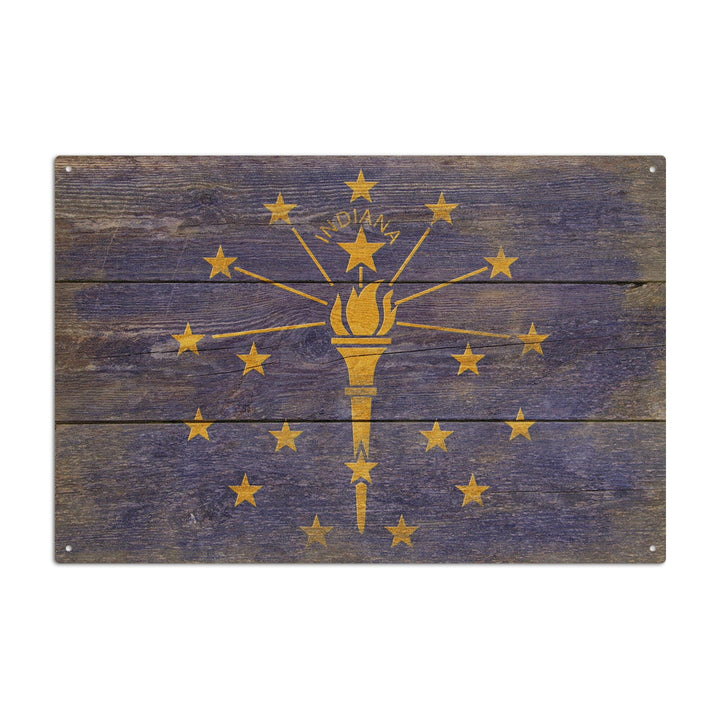 Rustic Indiana State Flag, Lantern Press Artwork, Wood Signs and Postcards Wood Lantern Press 10 x 15 Wood Sign 