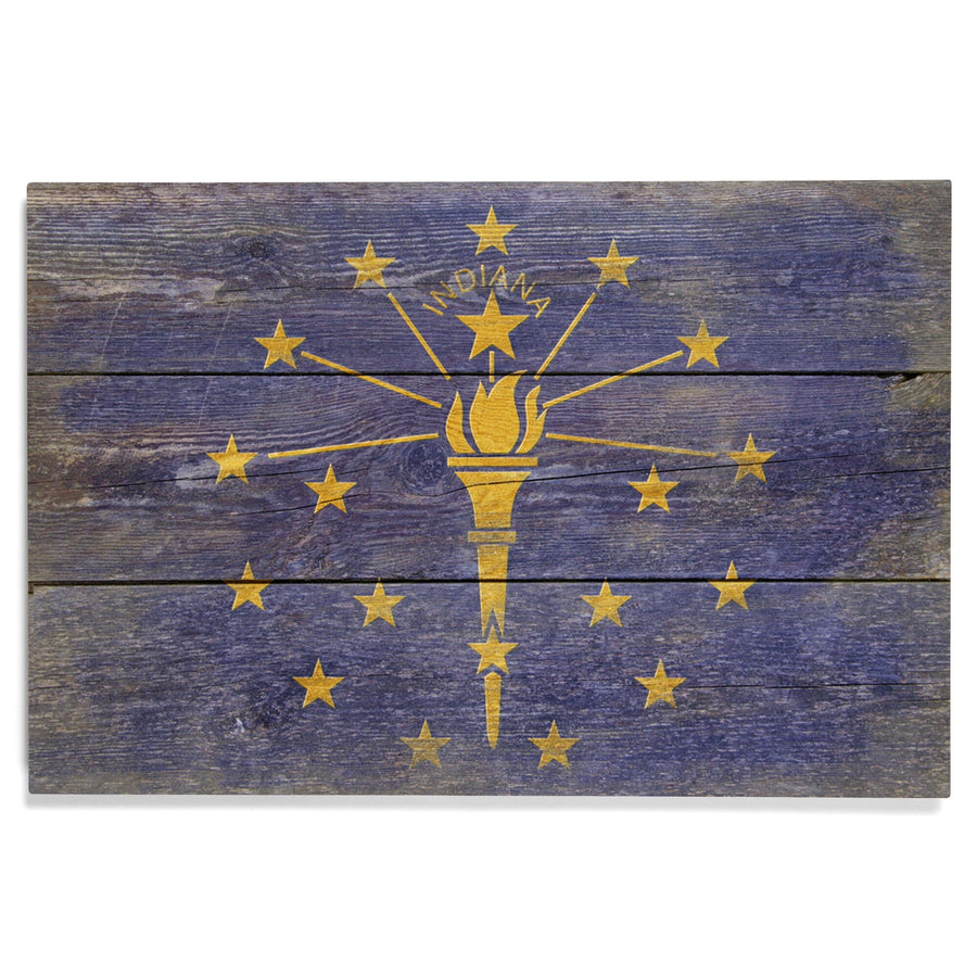 Rustic Indiana State Flag, Lantern Press Artwork, Wood Signs and Postcards Wood Lantern Press 