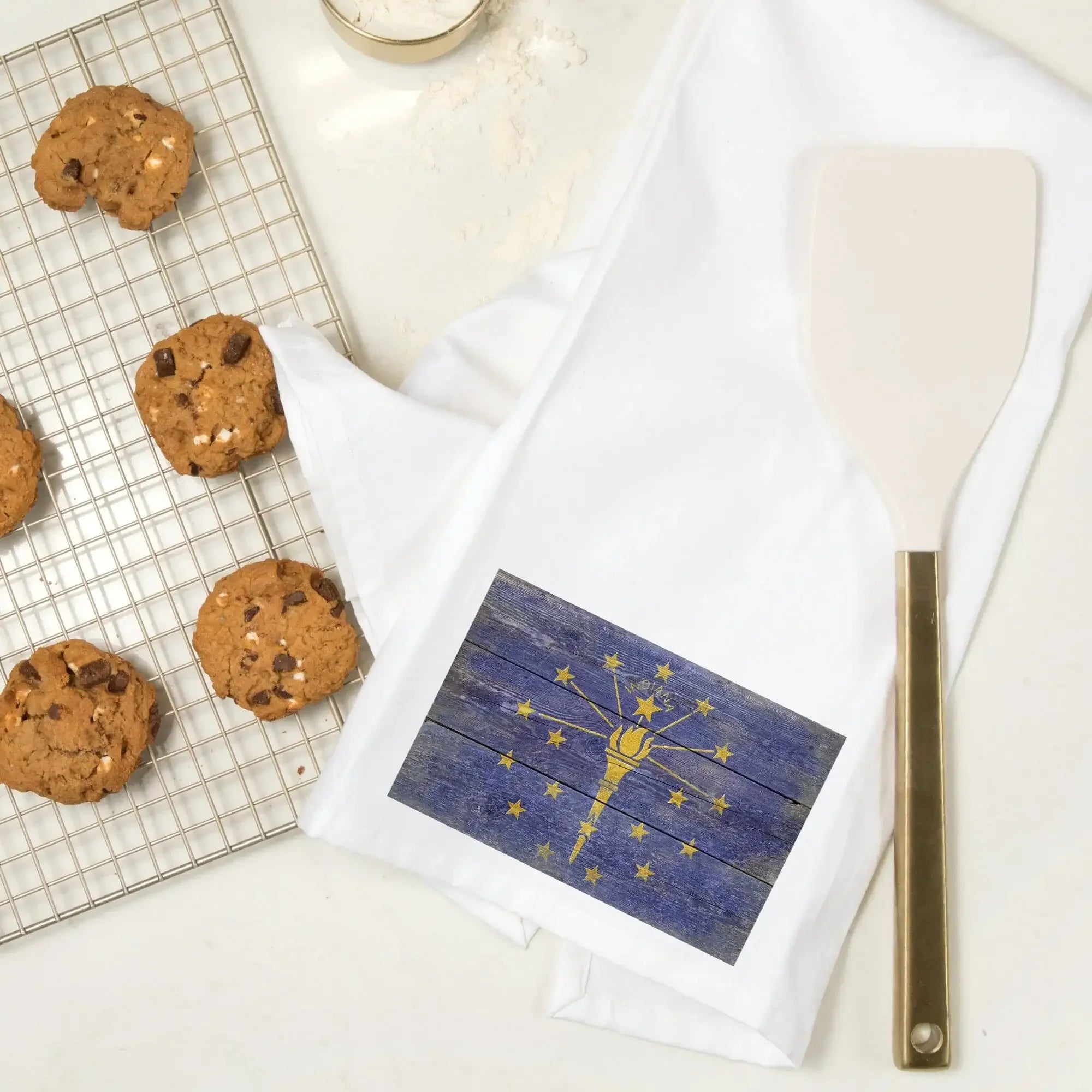 Lantern Press Indiana State Flag Kitchen Tea Towel - Thumbnail 2