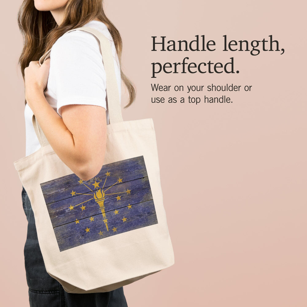 Rustic Indiana State Flag, Tote Bag Totes Lantern Press 