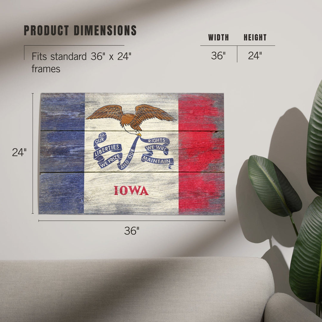 Rustic Iowa State Flag, Art & Giclee Prints Art Lantern Press 