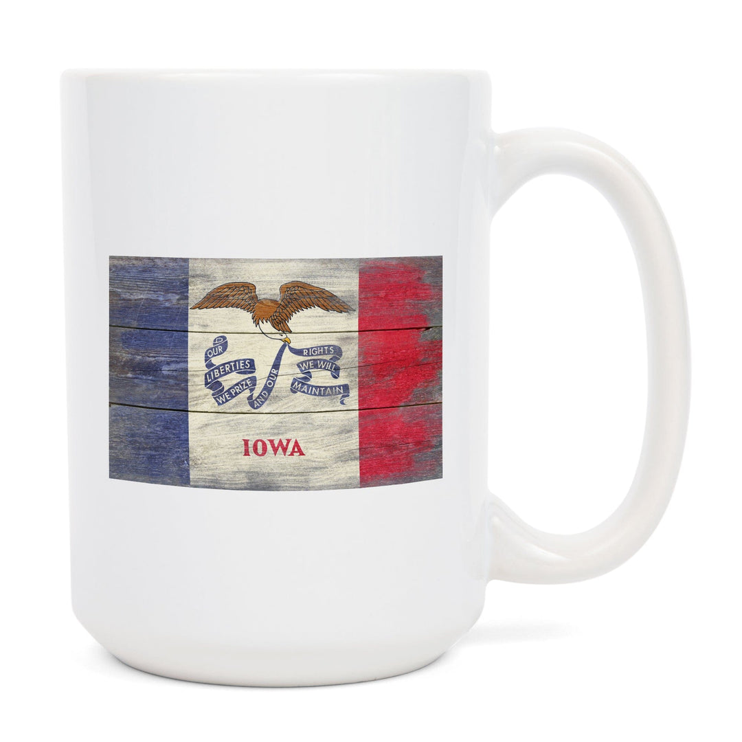Rustic Iowa State Flag, Lantern Press Artwork, Ceramic Mug Mugs Lantern Press 