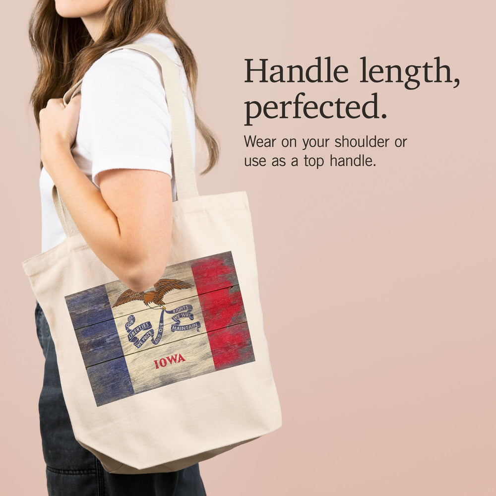 Rustic Iowa State Flag, Tote Bag Totes Lantern Press 