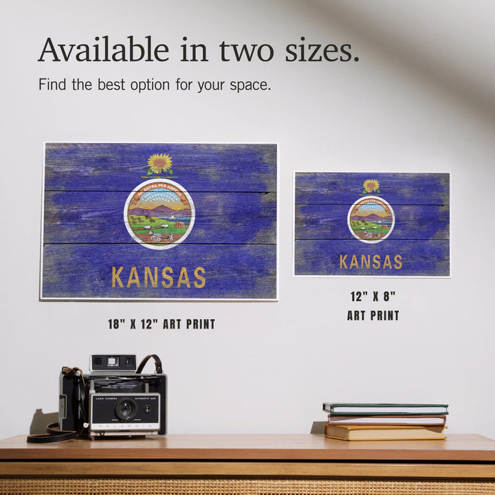 Rustic Kansas State Flag, Art & Giclee Prints Art Lantern Press 