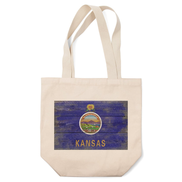 Rustic Kansas State Flag, Lantern Press Artwork, Tote Bag Totes Lantern Press 