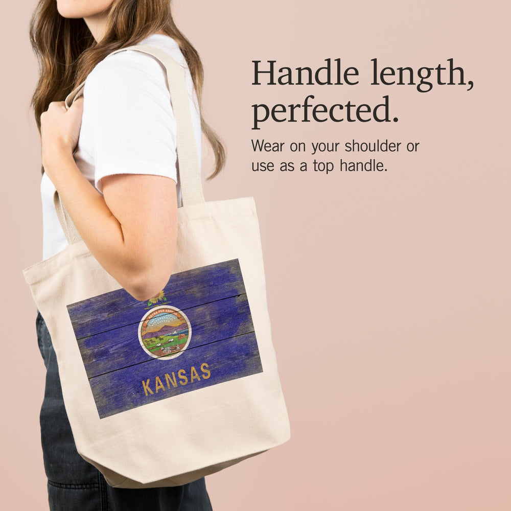 Rustic Kansas State Flag, Tote Bag Totes Lantern Press 