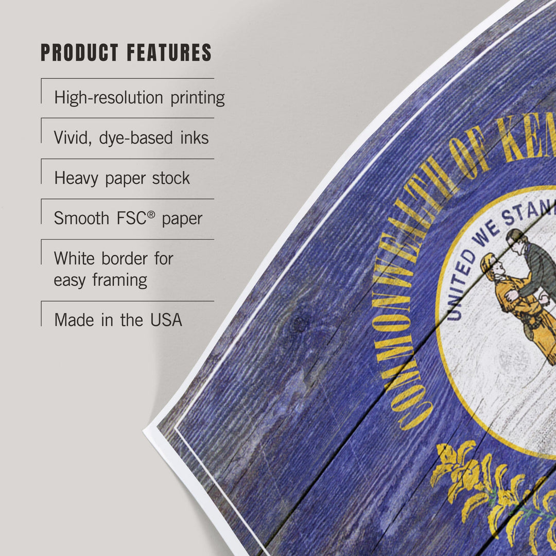 Rustic Kentucky State Flag, Art & Giclee Prints Art Lantern Press 