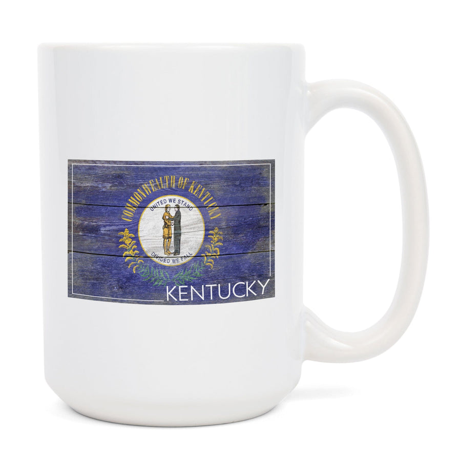 Rustic Kentucky State Flag, Lantern Press Artwork, Ceramic Mug Mugs Lantern Press 
