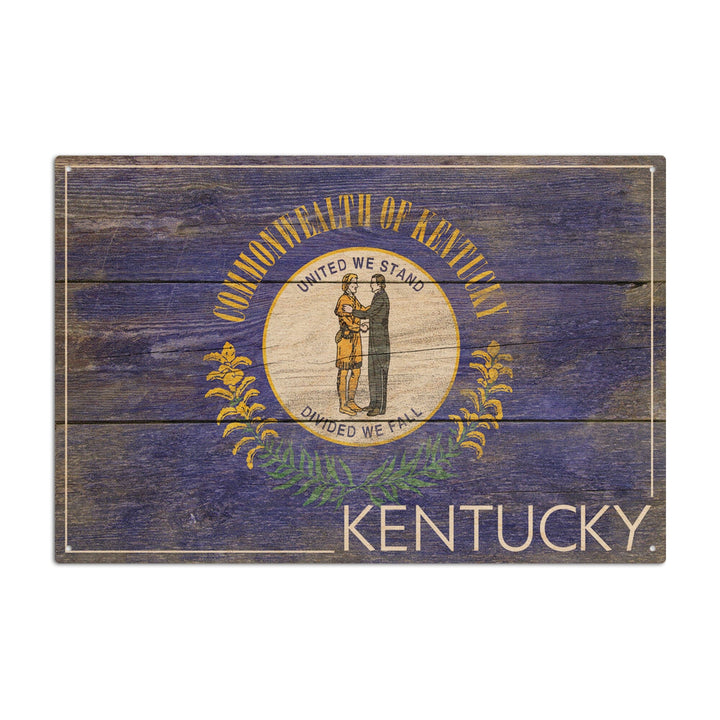 Rustic Kentucky State Flag, Lantern Press Artwork, Wood Signs and Postcards Wood Lantern Press 10 x 15 Wood Sign 