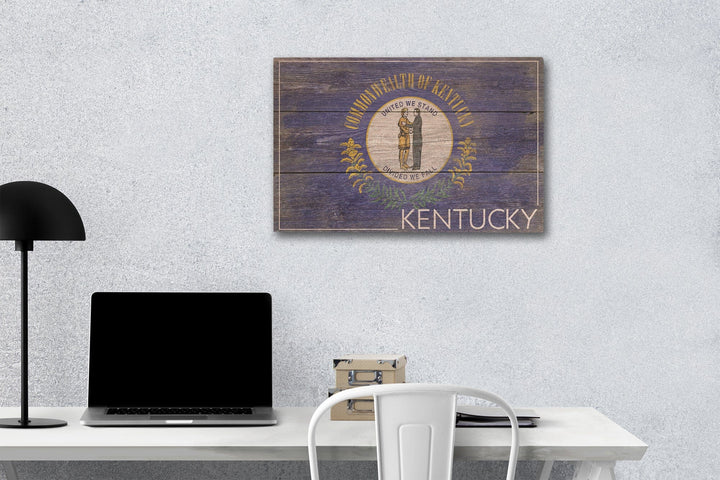 Rustic Kentucky State Flag, Lantern Press Artwork, Wood Signs and Postcards Wood Lantern Press 12 x 18 Wood Gallery Print 