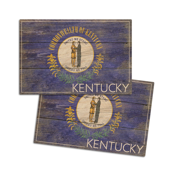 Rustic Kentucky State Flag, Lantern Press Artwork, Wood Signs and Postcards Wood Lantern Press 4x6 Wood Postcard Set 