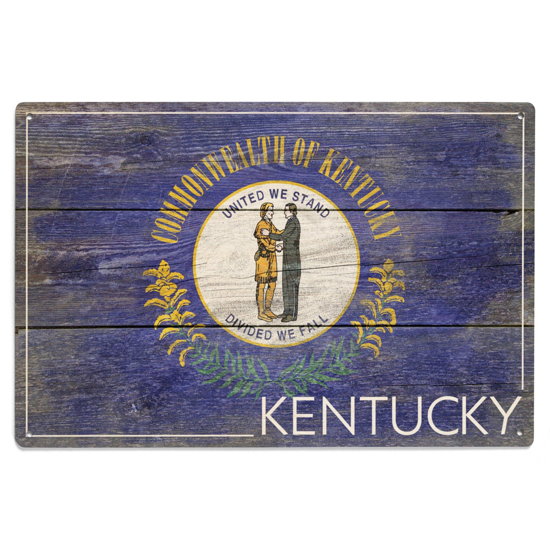 Rustic Kentucky State Flag, Lantern Press Artwork, Wood Signs and Postcards Wood Lantern Press 