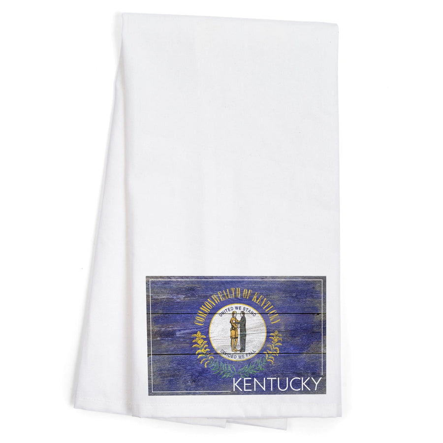 Rustic Kentucky State Flag, Organic Cotton Kitchen Tea Towels Kitchen Lantern Press 