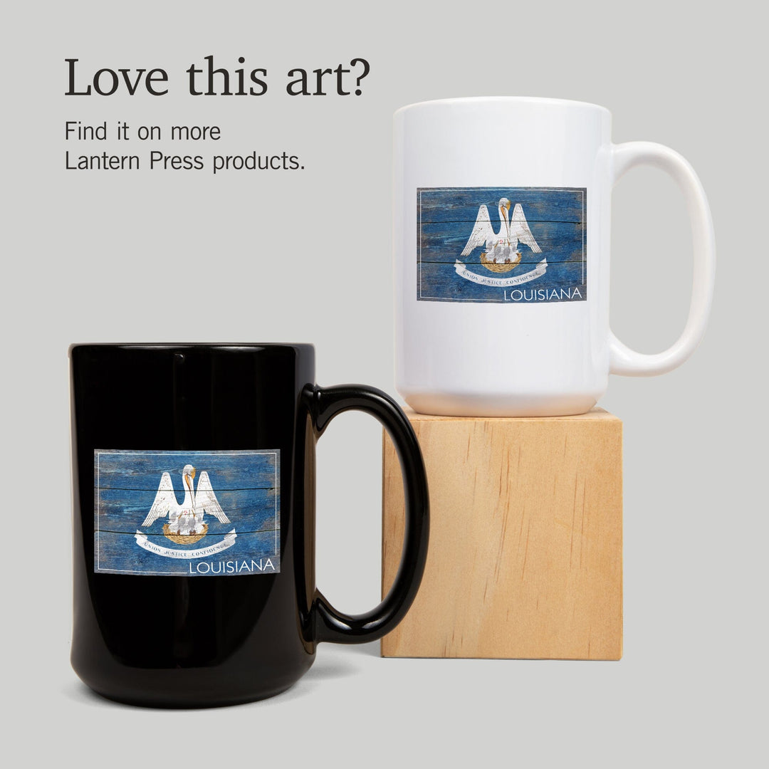 Rustic Louisiana State Flag, Ceramic Mug Mugs Lantern Press 