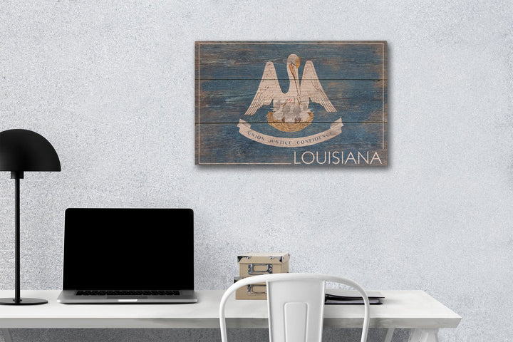 Rustic Louisiana State Flag, Lantern Press Artwork, Wood Signs and Postcards Wood Lantern Press 12 x 18 Wood Gallery Print 