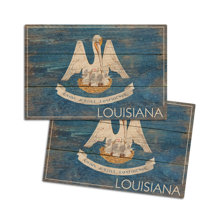 Rustic Louisiana State Flag, Lantern Press Artwork, Wood Signs and Postcards Wood Lantern Press 4x6 Wood Postcard Set 