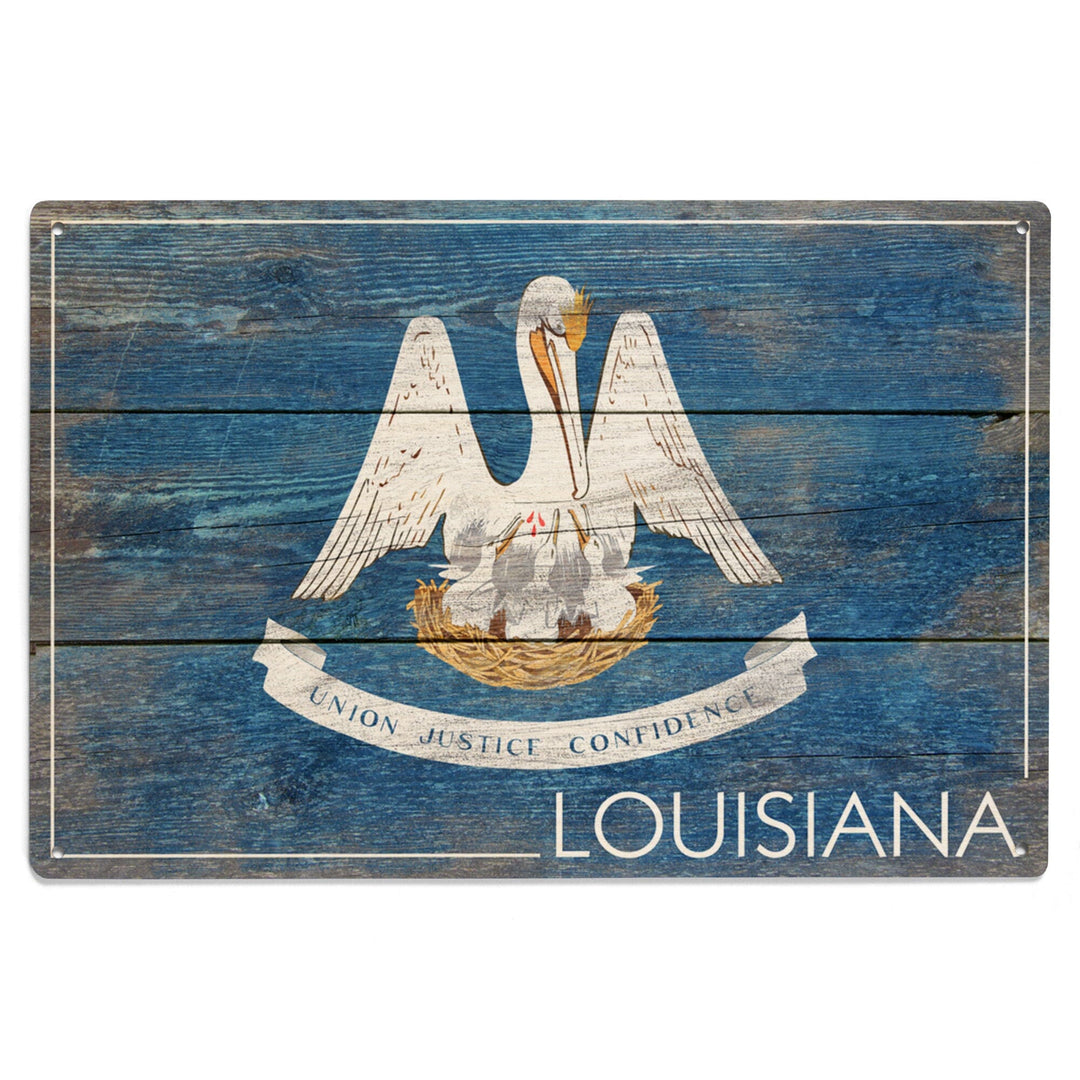 Rustic Louisiana State Flag, Lantern Press Artwork, Wood Signs and Postcards Wood Lantern Press 