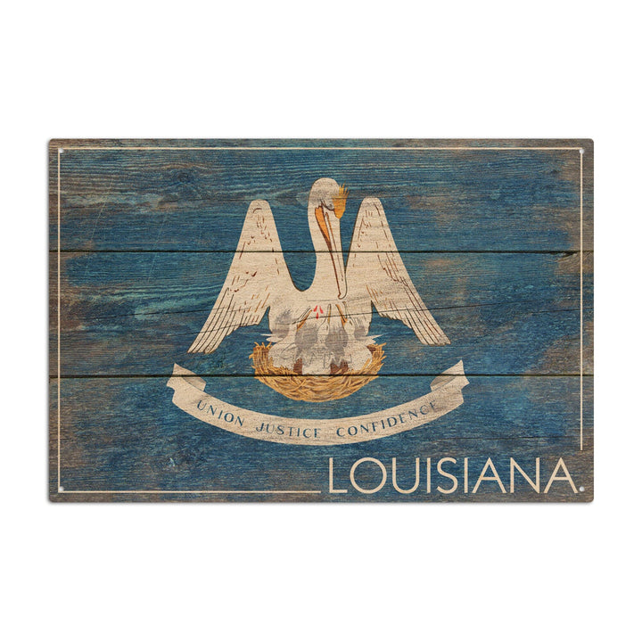 Rustic Louisiana State Flag, Lantern Press Artwork, Wood Signs and Postcards Wood Lantern Press 6x9 Wood Sign 