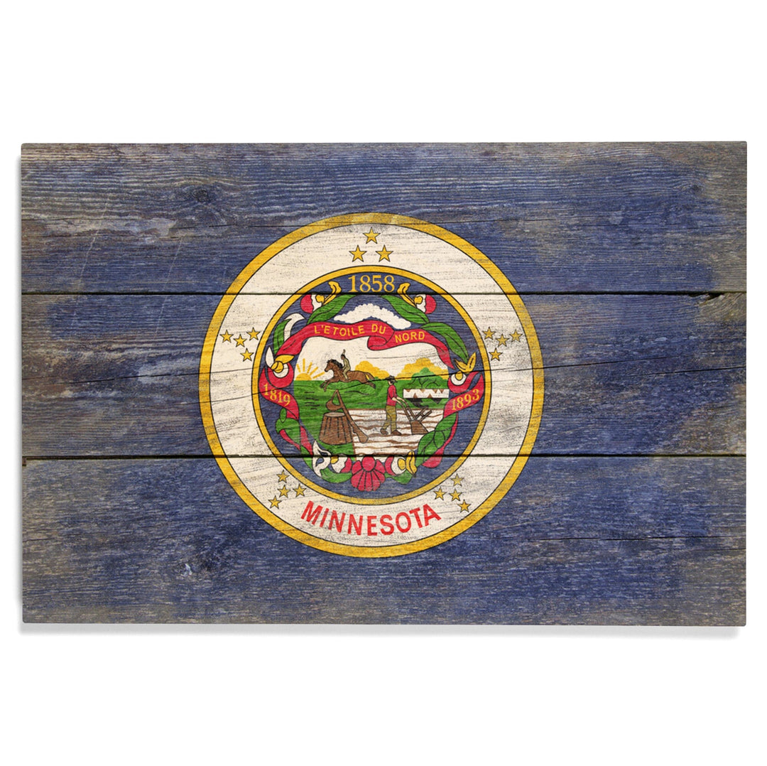 Rustic Minnesota State Flag, Lantern Press Artwork, Wood Signs and Postcards Wood Lantern Press 