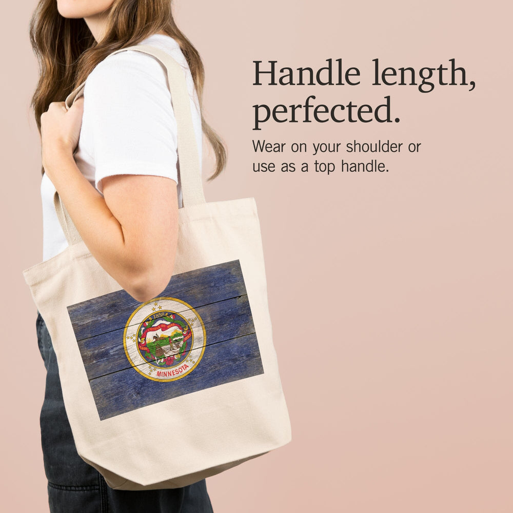 Rustic Minnesota State Flag, Tote Bag Totes Lantern Press 