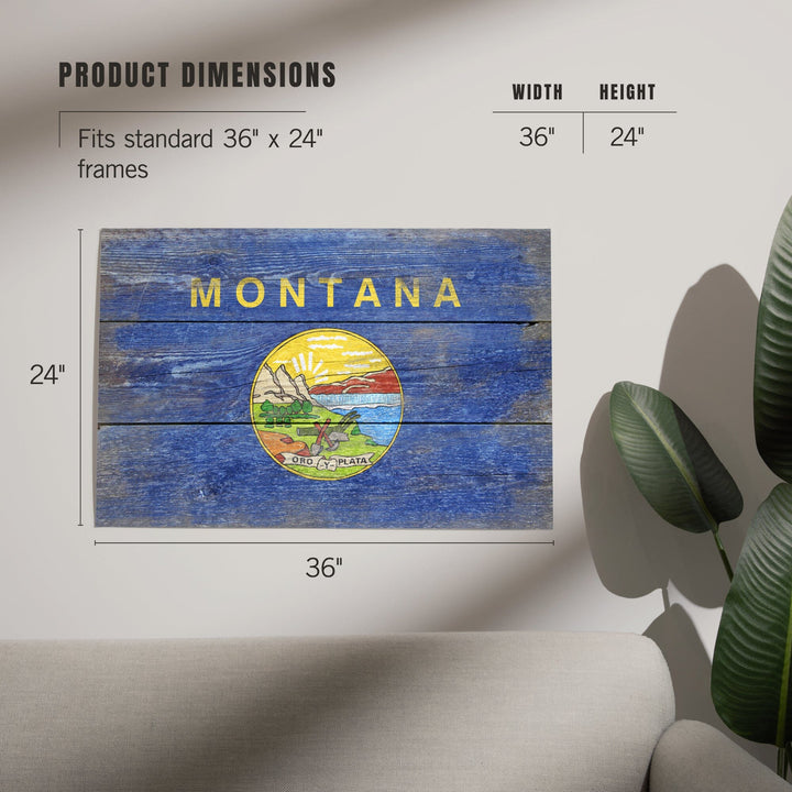 Rustic Montana State Flag, Art & Giclee Prints Art Lantern Press 