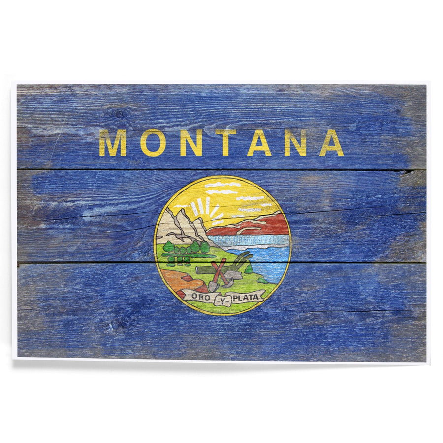 Rustic Montana State Flag, Art & Giclee Prints Art Lantern Press 