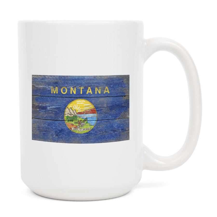 Rustic Montana State Flag, Lantern Press Artwork, Ceramic Mug Mugs Lantern Press 