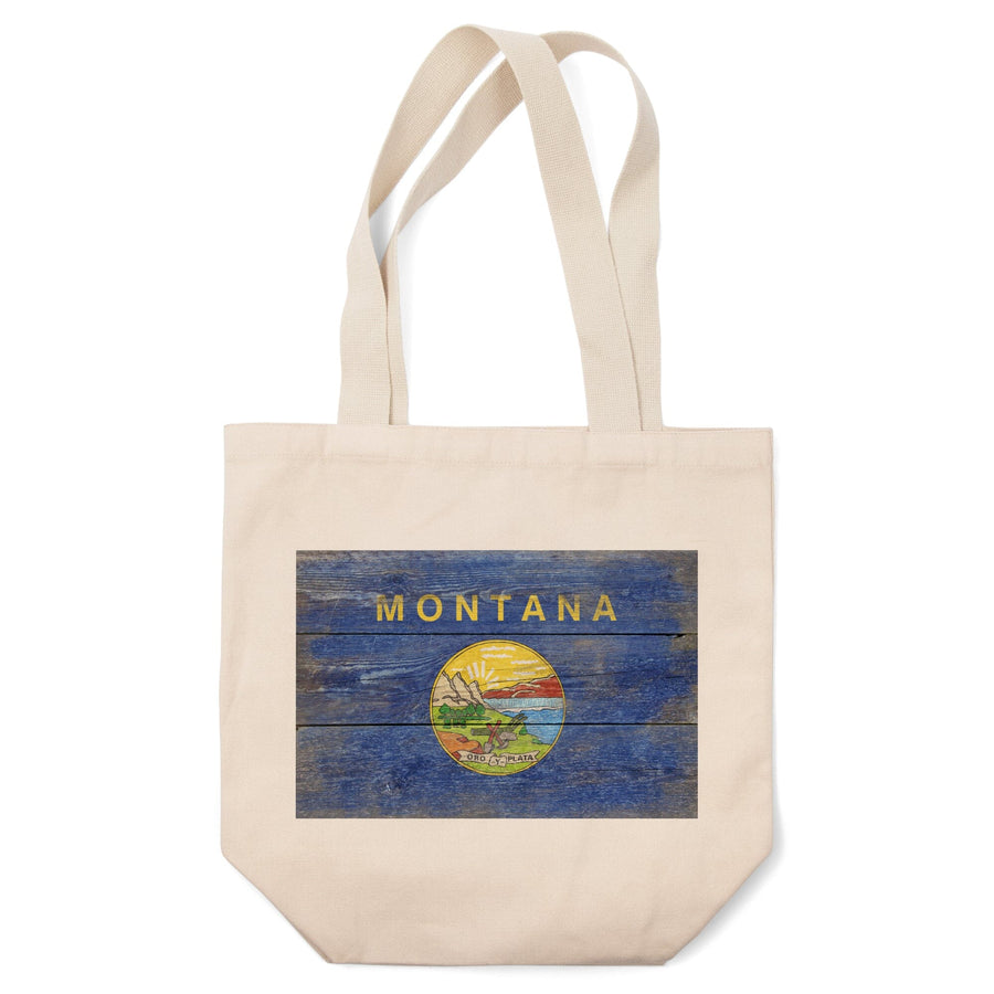 Rustic Montana State Flag, Lantern Press Artwork, Tote Bag Totes Lantern Press 