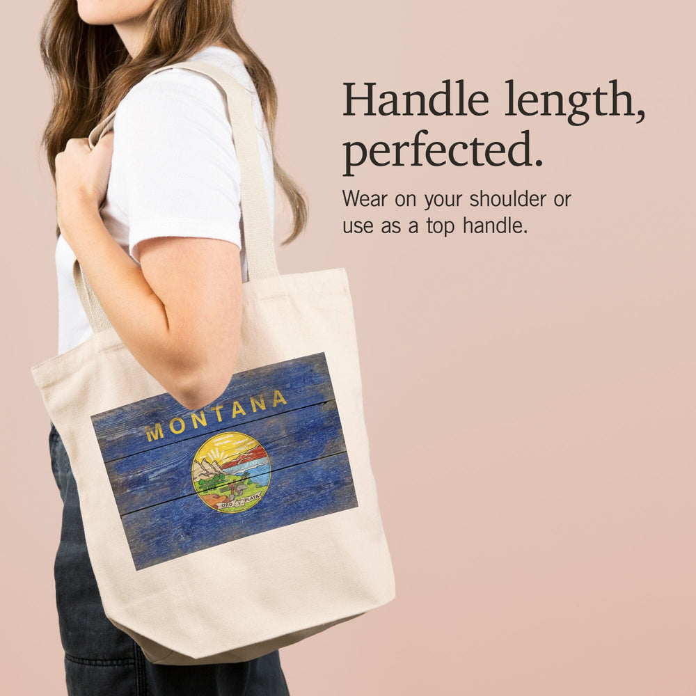 Rustic Montana State Flag, Tote Bag Totes Lantern Press 